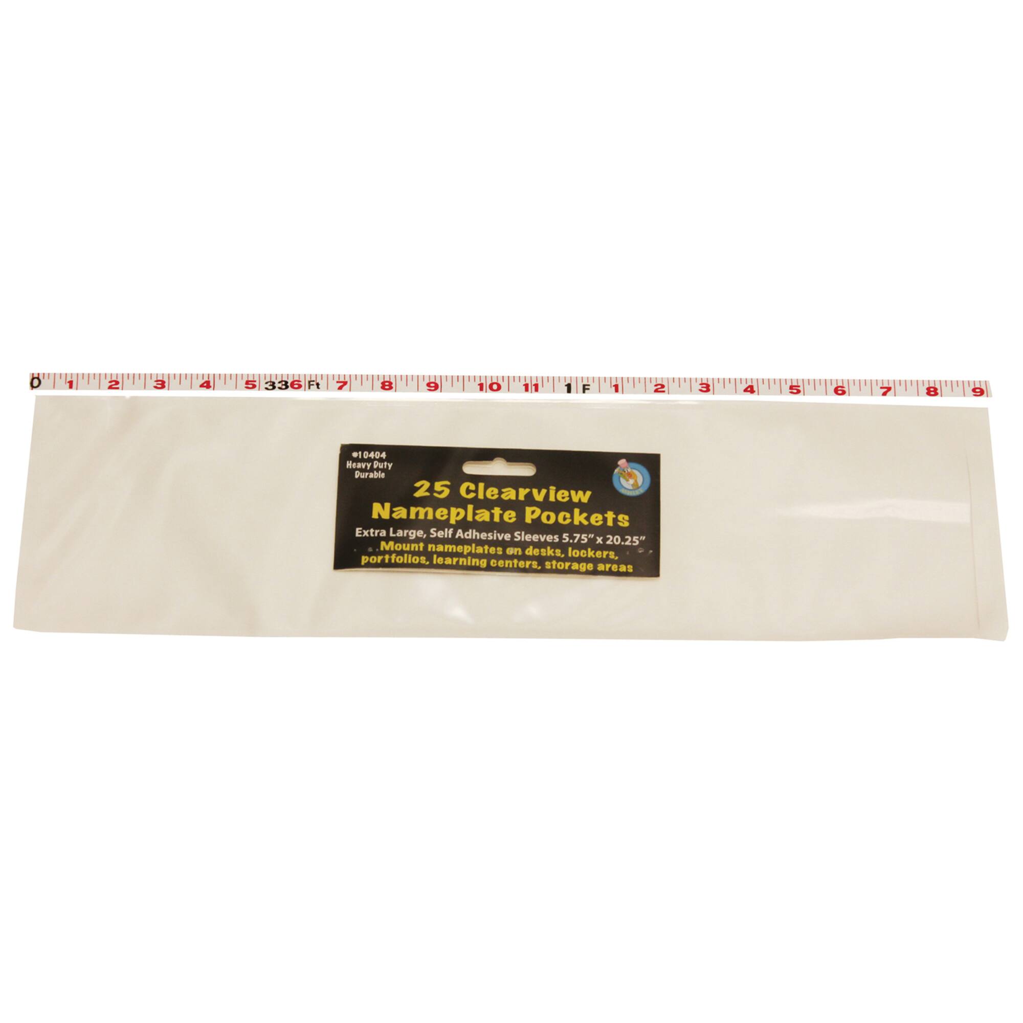 Ashley Productions Clear View Self-Adhesive Extra Large Name Plate Pocket 5.75" x 21", 2 packs of 25